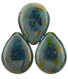 Pear Shaped Drops 16 x 12mm : Turquoise - Bronze Picasso