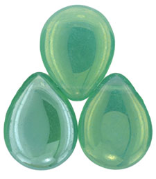 Pear Shaped Drops 16 x 12mm : Luster Iris - Milky Peridot