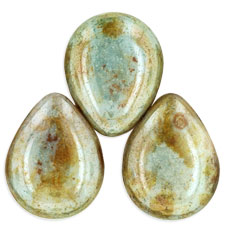 Pear Shaped Drops 16 x 12mm : Luster - Opaque Green