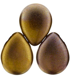 Pear Shaped Drops 16 x 12mm : Bronze Luster Iris - Opaque Red