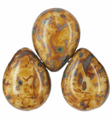 Pear Shaped Drops 16 x 12mm : Opaque Lt Beige - Picasso