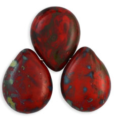 Pear Shaped Drops 16 x 12mm : Opaque Red - Picasso