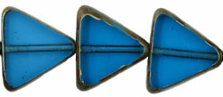 Polished Triangles 12mm : Capri Blue - Picasso