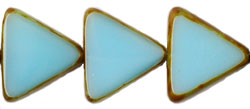 Polished Triangles 12mm : Coral Baby Blue - Picasso