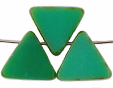 Polished Drop Triangles 12mm : Milky Green - Picasso