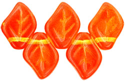 Leaves 12 x 9mm : Dual Coated - Tangerine/Pear