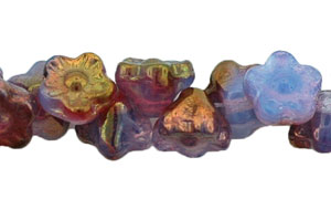 Button Style Bead Flower 7mm : Luster - Amethyst/Crystal/Milky Lavender