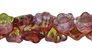 Button Style Bead Flower 7mm : Pink Luster 1/2 Coat - Alexandrite