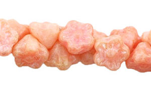 Button Style Bead Flower 7mm : Luster - Stone Topaz/Opaque Pink