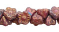 Button Style Bead Flower 7mm : Opaque Pink - Bronze Vega