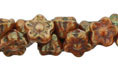 Button Style Bead Flower 7mm : Rose Luster - Opaque Orange/White