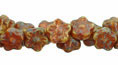 Button Style Bead Flower 7mm : Opaque Orange/White - Picasso