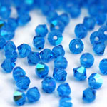 M.C. Beads 3 x 3mm - Bicone : Capri Blue AB