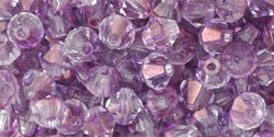 M.C. Beads 4 x 4mm - Bicone : Luster - Transparent Amethyst - 1/2 Coat