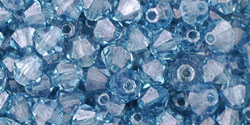 M.C. Beads 4/4mm - Bicone : Luster - Transparent Blue