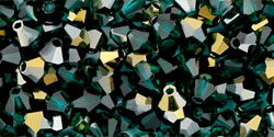 M.C. Beads 4 x 4mm - Bicone : Hematite Luster - Emerald