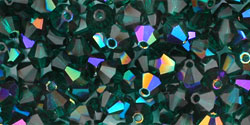 M.C. Beads 4/4mm - Bicone : Purple Iris - Emerald