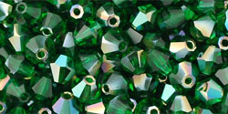 M.C. Beads 4 x 4mm - Bicone : Emerald AB - Celsian