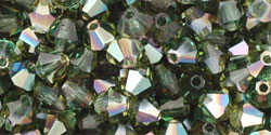 M.C. Beads 4 x 4mm - Bicone : Prairie Green AB - Celsian