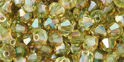 M.C. Beads 4 x 4mm - Bicone : Chrysolite AB - Celsian