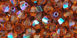 M.C. Beads 4 x 4mm - Bicone : Dk Topaz AB