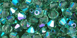 M.C. Beads 4 x 4mm - Bicone : Prairie Green AB