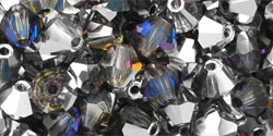 M.C. Beads 5 x 5mm - Bicone : Silver/Blue/Purple