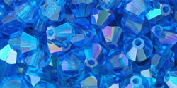 M.C. Beads 5 x 5mm - Bicone : Capri Blue AB