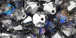 M.C. Beads 6 x 6mm - Bicone : Silver/Blue/Purple