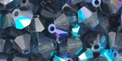 M.C. Beads 6 x 6mm - Bicone : Montana Blue AB