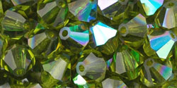 M.C. Beads 6 x 6mm - Bicone : Olivine AB