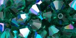 M.C. Beads 6 x 6mm - Bicone : Emerald AB