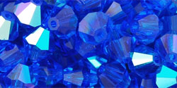 M.C. Beads 6 x 6mm - Bicone : Capri Blue AB