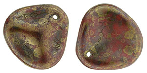 Rose Petals 14 x 13mm : Opaque Red - Bronze Picasso