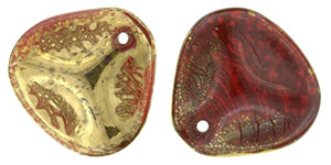 Rose Petals 14 x 13mm : Gold - Oxblood