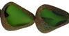 Chunky Table Cut Drop Nugget 19 x 16mm : Green/White - Stone Picasso