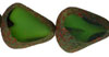 Chunky Table Cut Drop Nugget 19 x 16mm : Green/White - Stone Picasso