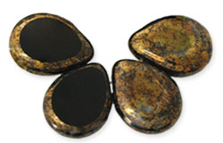 Polished Drops 16 x 12mm : Jet - Bronze Picasso