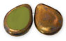 Polished Drops 16 x 12mm : Opaque Olive - Bronze Picasso