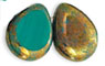 Polished Drops 16 x 12mm : Persian Turquoise - Bronze Picasso