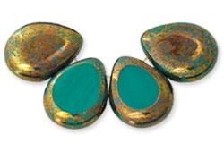 Polished Drops 16 x 12mm : Persian Turquoise - Bronze Picasso