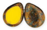 Polished Drops 16 x 12mm : Sunflower Yellow - Bronze Picasso
