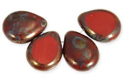 Polished Drops 16 x 12mm : Burnt Umber - Bronze Picasso