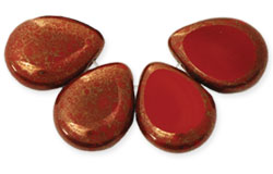 Polished Drops 16 x 12mm : Burnt Umber - Moon Dust