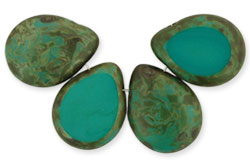 Polished Drops 16 x 12mm : Persian Turquoise - Picasso