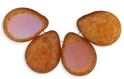 Polished Drops 16 x 12mm : Lt Milky Pink - Picasso