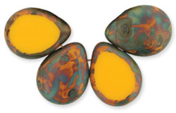 Polished Drops 16 x 12mm : Sunflower Yellow - Picasso
