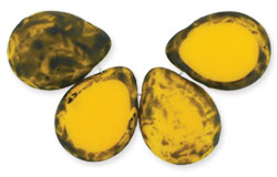 Polished Drops 16 x 12mm : Sunflow Yellow - Black Picasso