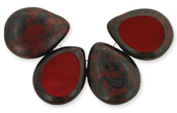 Polished Drops 16 x 12mm : Burnt Umber - Black Picasso