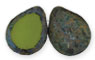 Polished Drops 16 x 12mm : Opaque Olive - Stone Picasso